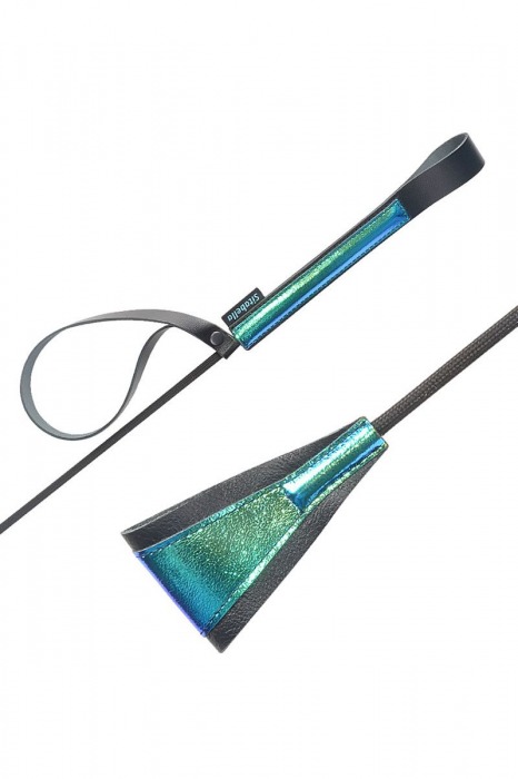 Черно-синий стек с хлопушкой из кожи - 62 см. - Sitabella - купить с доставкой в Москве