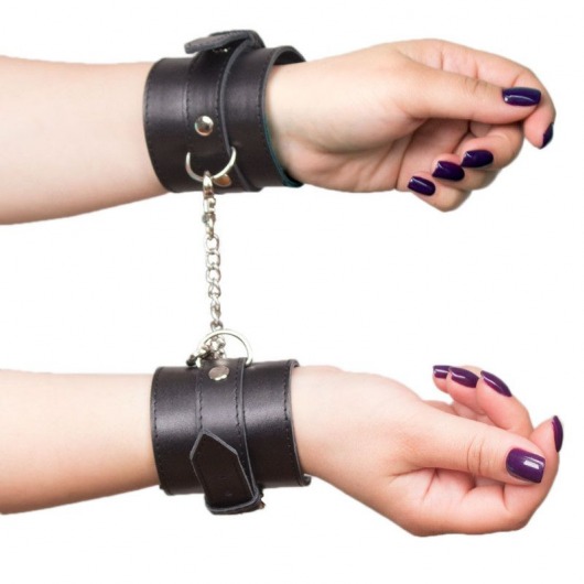 Чёрные кожаные наручники James Arm - RestArt - купить с доставкой в Москве