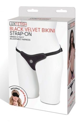 Черные плюшевые трусики для страпона - Lux Fetish - купить с доставкой в Москве