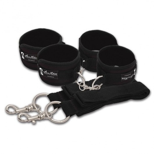 Две пары черных наручников, крепящиеся к матрасу - Lux Fetish - купить с доставкой в Москве