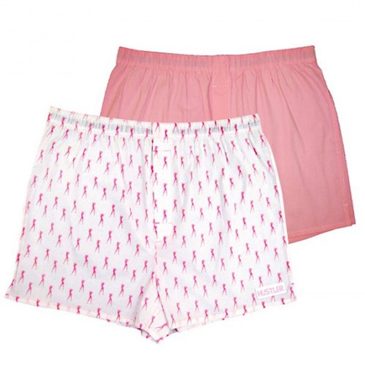 Комплект из 2 мужских трусов-шортов: розовые и белые с мелким рисунком - Hustler Lingerie купить с доставкой