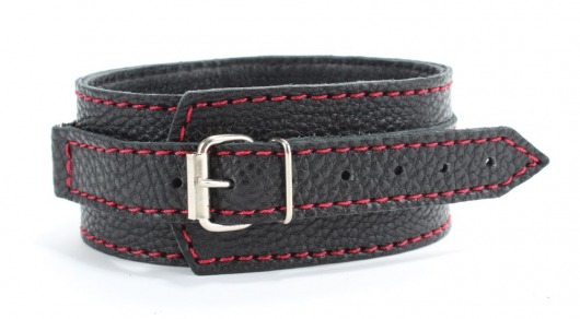 Черный ошейник из натуральной кожи с шипами - БДСМ Арсенал - купить с доставкой в Москве