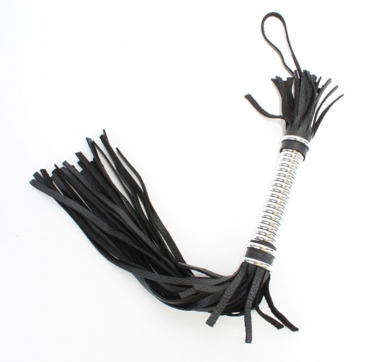 Черная плеть с серебристой ручкой - 44 см. - БДСМ Арсенал - купить с доставкой в Москве