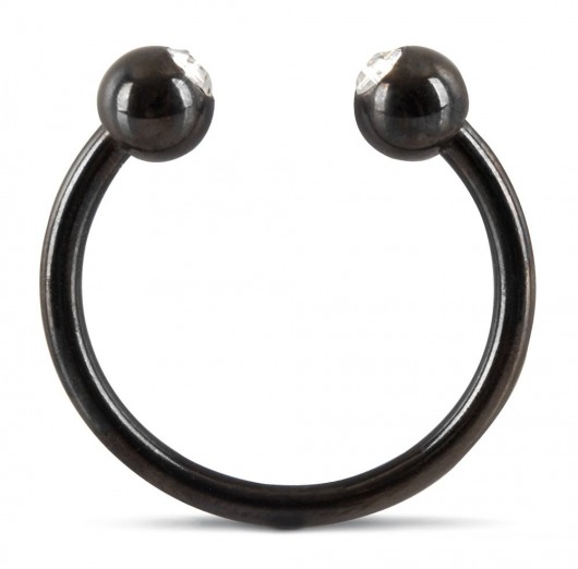 Черное металлическое кольцо под головку со стразами Glans Ring - Orion - купить с доставкой в Москве
