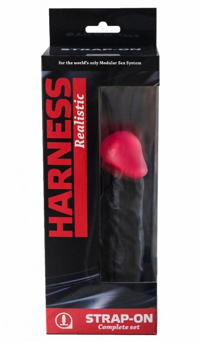 Страпон Harness Realistic с розовой головкой - 17,8 см. - LOVETOY (А-Полимер) - купить с доставкой в Москве