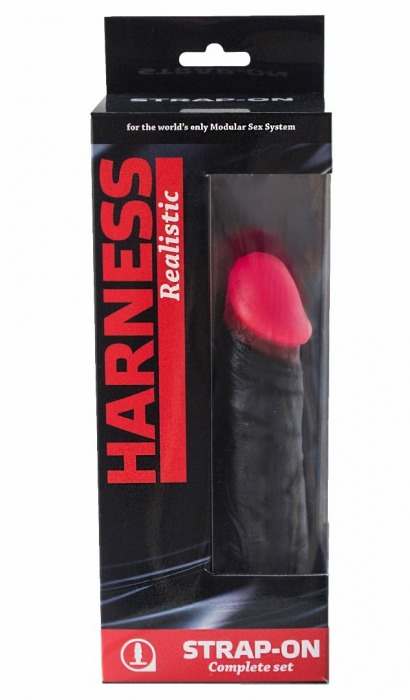 Страпон Harness Realistic с розовой головкой - 16,5 см. - LOVETOY (А-Полимер) - купить с доставкой в Москве