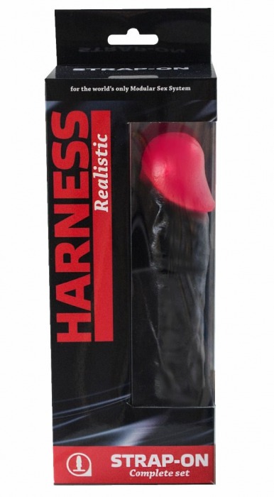 Страпон Harness Realistic с розовой головкой - 20,5 см. - LOVETOY (А-Полимер) - купить с доставкой в Москве