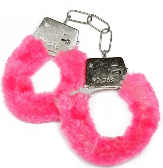 Металлические наручники с розовой опушкой и ключиком - Пикантные штучки - купить с доставкой в Москве