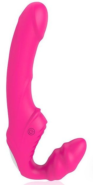 Розовый безремневой страпон с 9 режимами вибрации - Bior toys - купить с доставкой в Москве