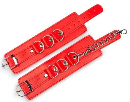 Красные наручники на застежках с цепочкой - Пикантные штучки - купить с доставкой в Москве