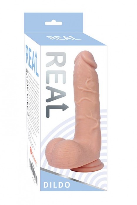Реалистичный фаллоимитатор REAL с мошонкой на присоске - 21 см. - Real