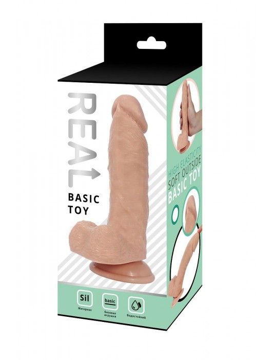 Реалистичный фаллоимитатор REAL с мошонкой на присоске - 17 см. - Real