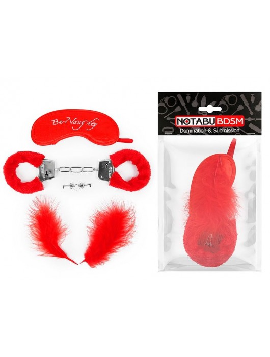 Набор красных БДСМ-аксессуаров из 4 предметов - Notabu - купить с доставкой в Москве