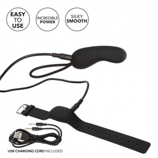 Черное виброяйцо с браслетом-пультом Wristband Remote Curve - California Exotic Novelties