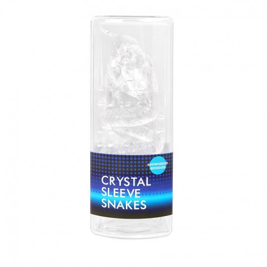 Закрытая рельефная насадка Crystal sleeve snakes в виде змеи с усиками - 14 см. - Erowoman-Eroman - в Москве купить с доставкой