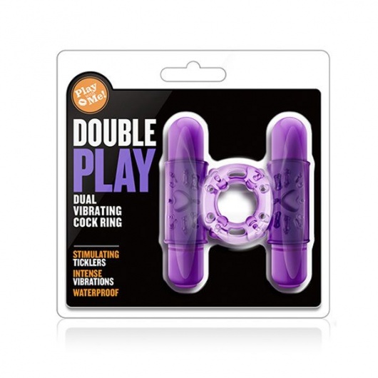 Фиолетовое эрекционное виброкольцо Double Play - Blush Novelties - в Москве купить с доставкой