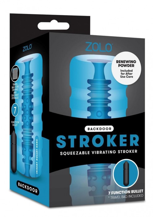 Голубой мастурбатор с вибрацией Zolo Backdoor Squeezable Vibrating Stroker - Zolo - в Москве купить с доставкой