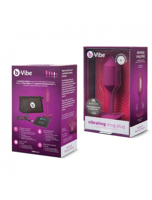 Розовая пробка для ношения с вибрацией Snug Plug 2 - 11,4 см. - b-Vibe
