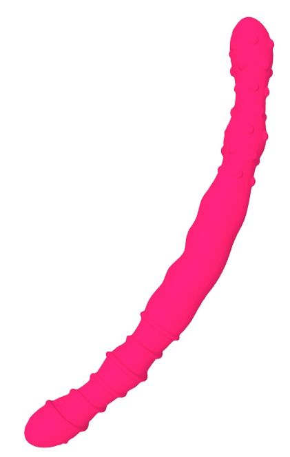 Розовый двусторонний фаллоимитатор SILICONE DOUBLE DONG - 33,5 см. - Dream Toys