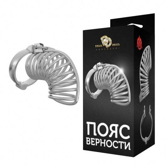 Серебристый мужской пояс верности в виде колечек с замочком - Джага-Джага - купить с доставкой в Москве