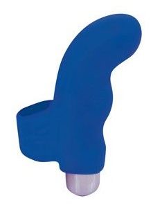 Синяя загнутая вибронасадка на палец - Bior toys