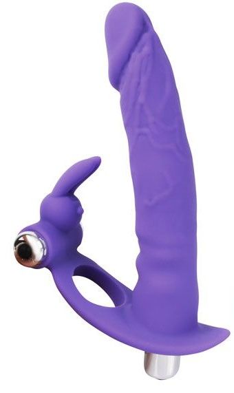Фиолетовая вибронасадка для двойного проникновения - 15 см. - Bior toys - купить с доставкой в Москве