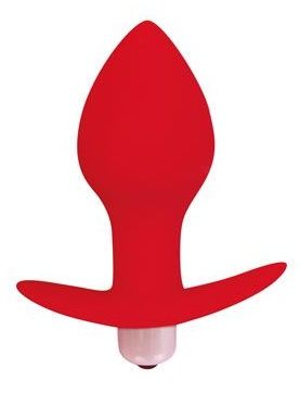 Красная коническая анальная вибровтулка с ограничителем - 8 см. - Bior toys