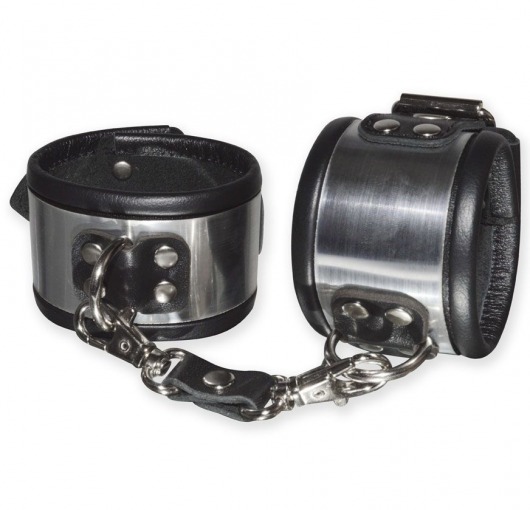 Эффектные серебристо-черные наручники с металлическим блеском - Sitabella - купить с доставкой в Москве