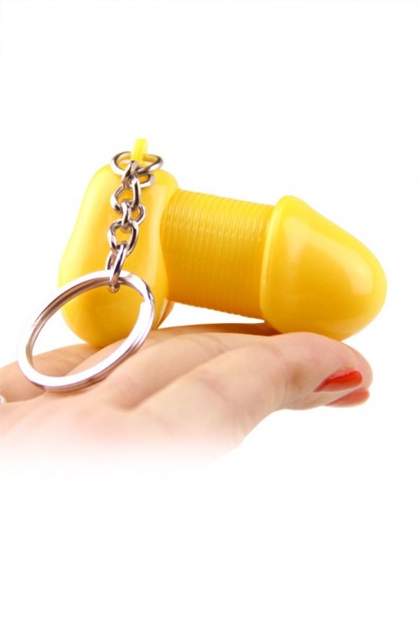 Желтый брелок для ключей в форме пениса - Romfun - купить с доставкой в Москве