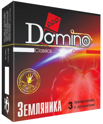 Ароматизированные презервативы Domino  Земляника  - 3 шт. - Domino - купить с доставкой в Москве