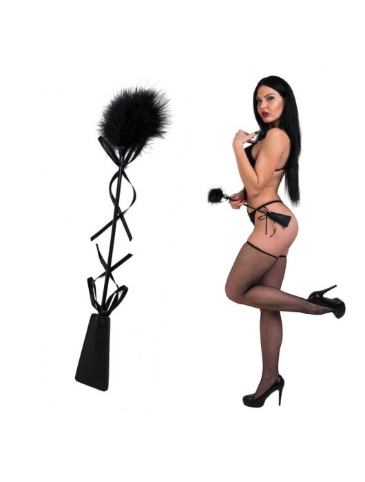 Стек с чёрной пуховкой - 45 см. - Джага-Джага - купить с доставкой в Москве