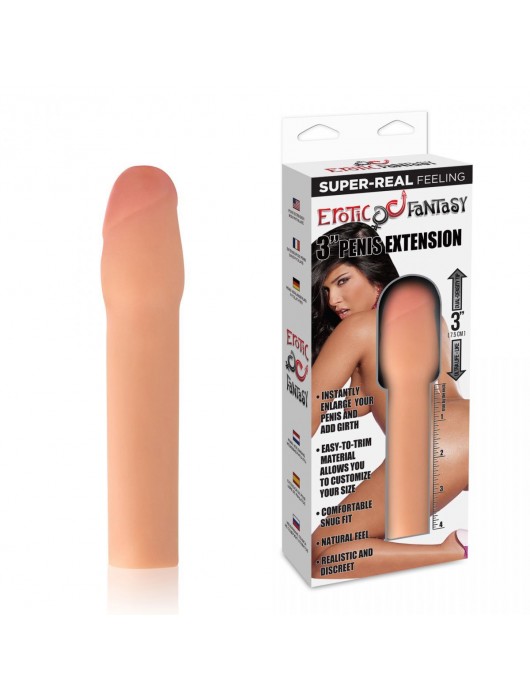 Телесная реалистичная насадка для увеличения члена - 20 см. - Erotic Fantasy - в Москве купить с доставкой