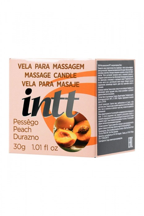 Массажная свеча для поцелуев Peach с ароматом персика - 30 гр. - INTT - купить с доставкой в Москве