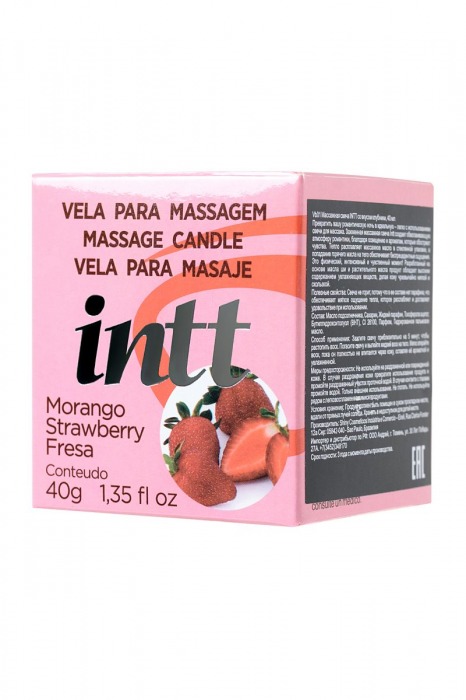 Массажная свеча для поцелуев Strawberry с ароматом клубники - 30 гр. - INTT - купить с доставкой в Москве