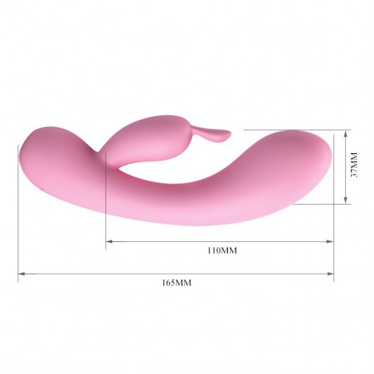 Нежно-розовый вибратор Hugo с клиторальным отростком - 16,5 см. - Baile