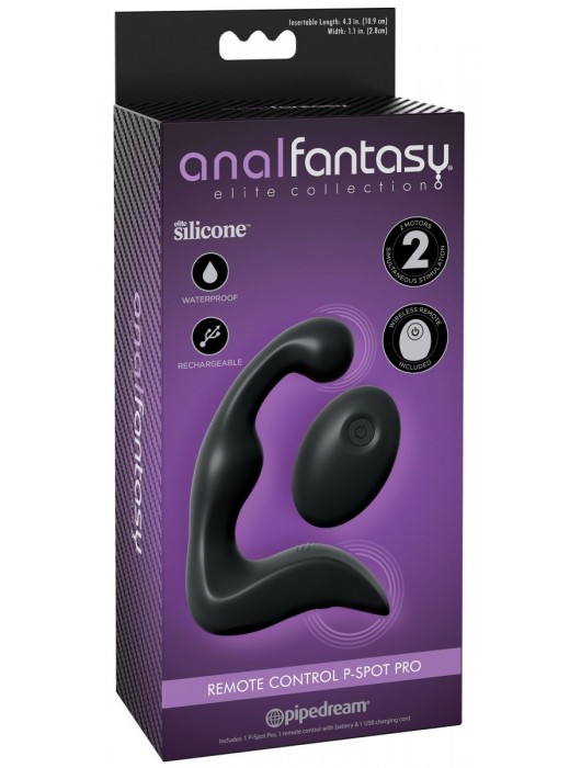 Черный вибромассажер простаты с пультом ДУ Control P-Spot Pro - Pipedream - в Москве купить с доставкой