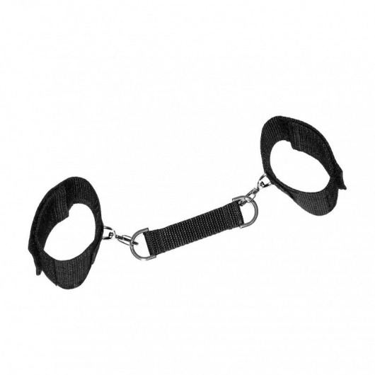Черные наручники на липучках с креплением на карабинах - Джага-Джага - купить с доставкой в Москве