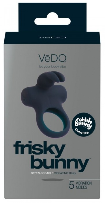 Чёрное эрекционное перезаряжаемое виброкольцо VeDO Frisky Bunny - VeDO - в Москве купить с доставкой