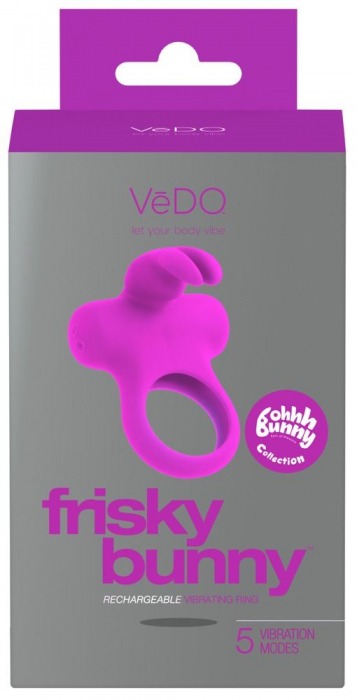 Лиловое эрекционное перезаряжаемое виброкольцо VeDO Frisky Bunny - VeDO - в Москве купить с доставкой
