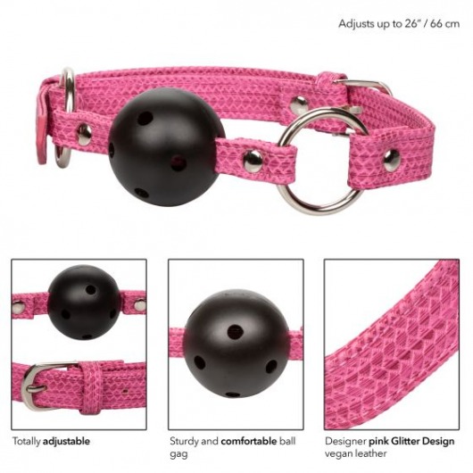 Кляп-шарик на розовых ремешках Tickle Me Pink Ball Gag - California Exotic Novelties - купить с доставкой в Москве