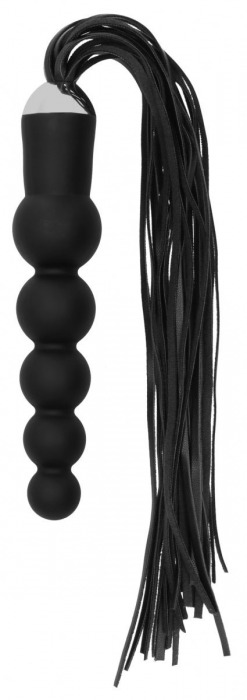 Черная плеть с рукоятью-елочкой Whip with Curved Silicone Dildo - 49,5 см. - Shots Media BV - купить с доставкой в Москве