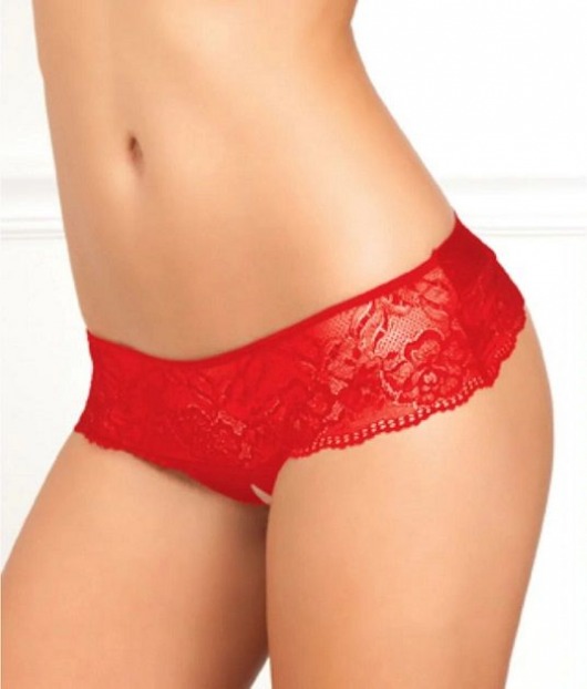 Кружевные стринги с открытым доступом и бантом - Rene Rofe купить с доставкой