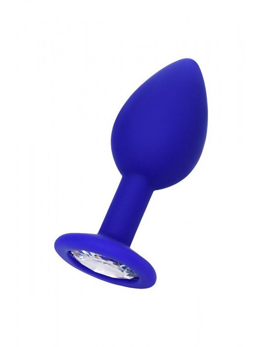 Синяя силиконовая анальная пробка Brilliant с прозрачным кристалллом - 7 см. - ToyFa - купить с доставкой в Москве