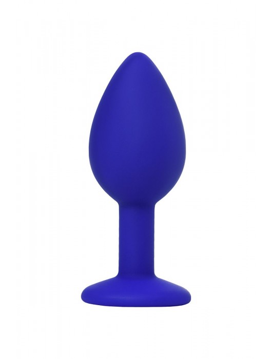 Синяя силиконовая анальная пробка Brilliant с прозрачным кристалллом - 7 см. - ToyFa - купить с доставкой в Москве