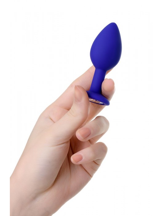 Синяя силиконовая анальная пробка Brilliant с прозрачным кристалллом - 7 см. - ToyFa - купить с доставкой в Москве