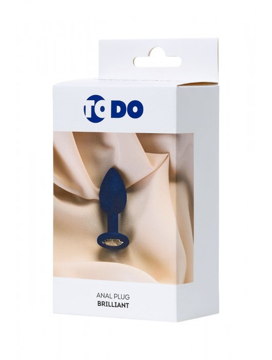 Синяя силиконовая анальная пробка Brilliant с прозрачным кристалллом - 7 см. - ToyFa - купить с доставкой в Москве