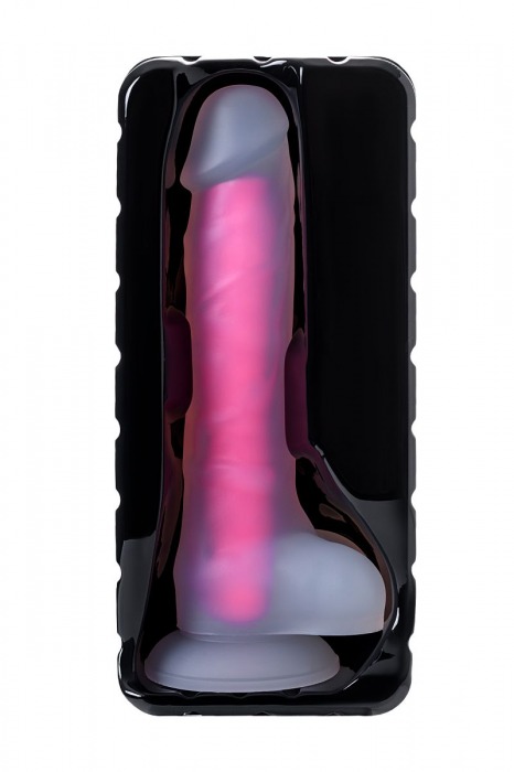 Прозрачно-розовый фаллоимитатор, светящийся в темноте, Clark Glow - 22 см. - ToyFa