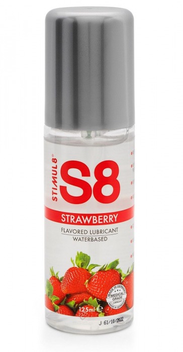 Смазка на водной основе S8 Flavored Lube со вкусом клубники - 125 мл. - Stimul8 - купить с доставкой в Москве