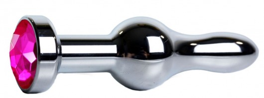 Серебристая каплевидная анальная пробка с розовым кристаллом - 10,5 см. - Vandersex - купить с доставкой в Москве