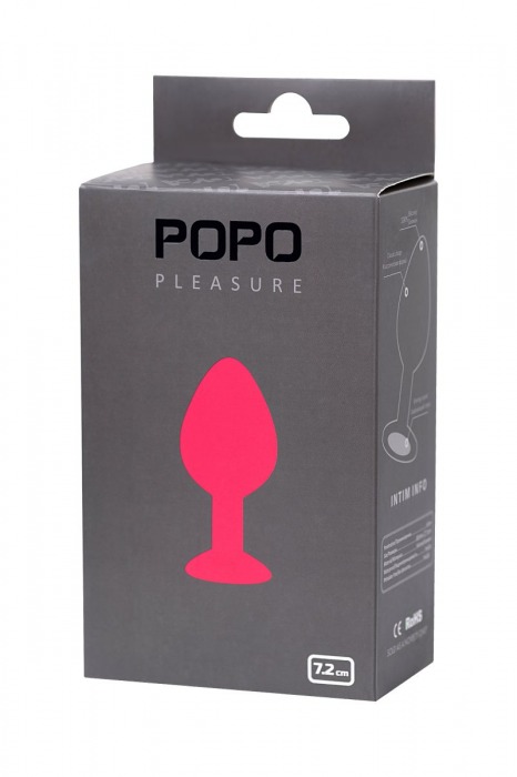 Розовая коническая анальная пробка с прозрачным кристаллом - 7,2 см. - POPO Pleasure - купить с доставкой в Москве